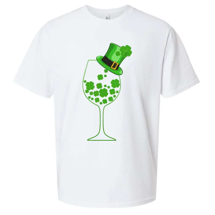 St Patricks Day Wine Glass Lucky Irish Shamrock Gift Sueded Cloud Jersey T-Shirt