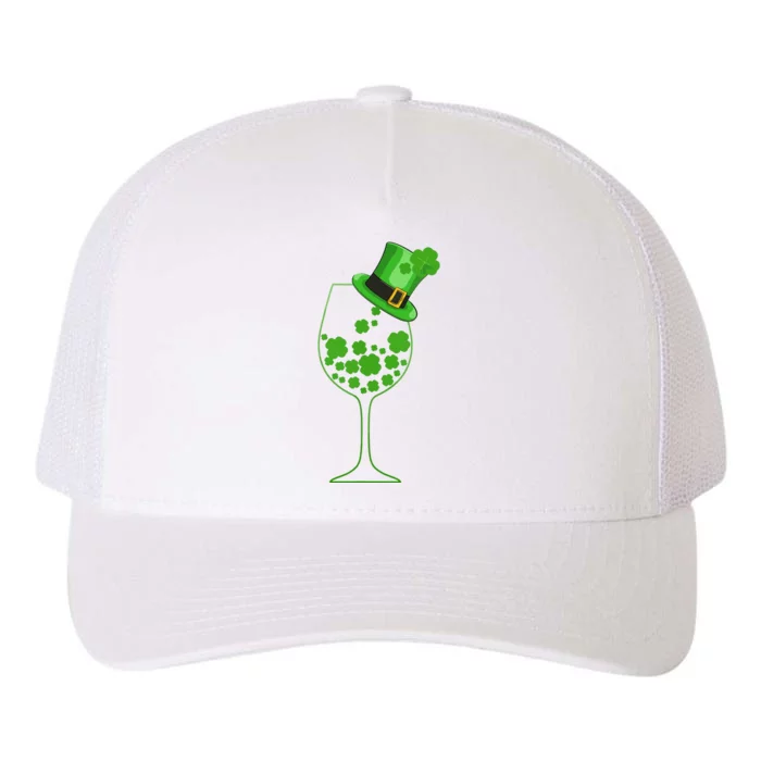 St Patricks Day Wine Glass Lucky Irish Shamrock Gift Yupoong Adult 5-Panel Trucker Hat