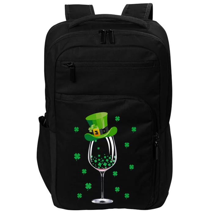 St Patricks Day Wine Irish Shamrock Wine Lovers Impact Tech Backpack