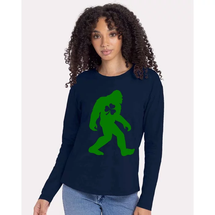 St Patricks Day Bigfoot Irish Sasqautch Saint Paddy's Gift Womens Cotton Relaxed Long Sleeve T-Shirt