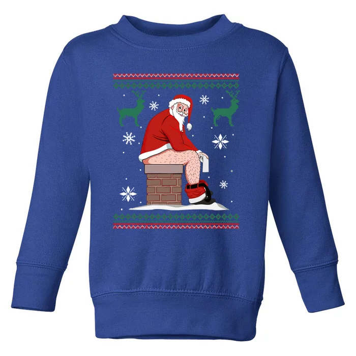 Santa Pooping Down The Chimney Ugly Christmas Sweater Meaningful Gift Toddler Sweatshirt