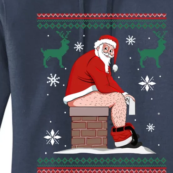 Santa Pooping Down The Chimney Ugly Christmas Sweater Meaningful Gift Women's Pullover Hoodie