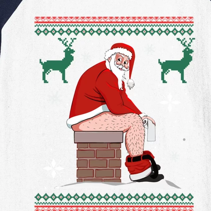 Santa Pooping Down The Chimney Ugly Christmas Sweater Meaningful Gift Baseball Sleeve Shirt