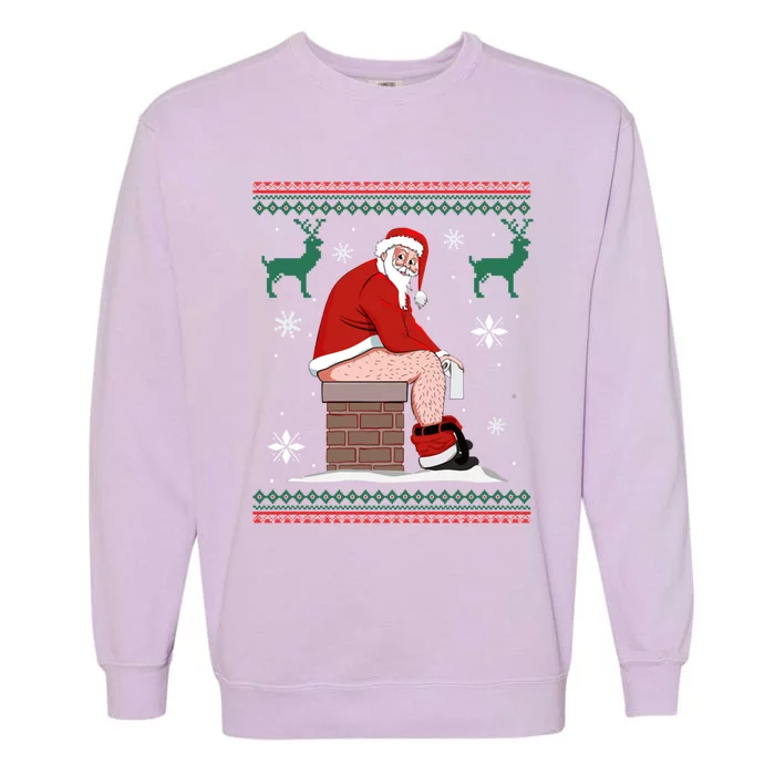 Santa Pooping Down The Chimney Ugly Christmas Sweater Meaningful Gift Garment-Dyed Sweatshirt