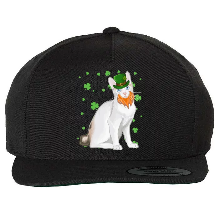 St Patricks Day Japanese Bobtail Cat Shamrock Gift Wool Snapback Cap