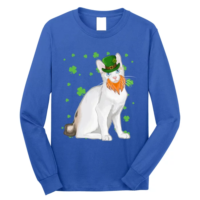 St Patricks Day Japanese Bobtail Cat Shamrock Gift Long Sleeve Shirt