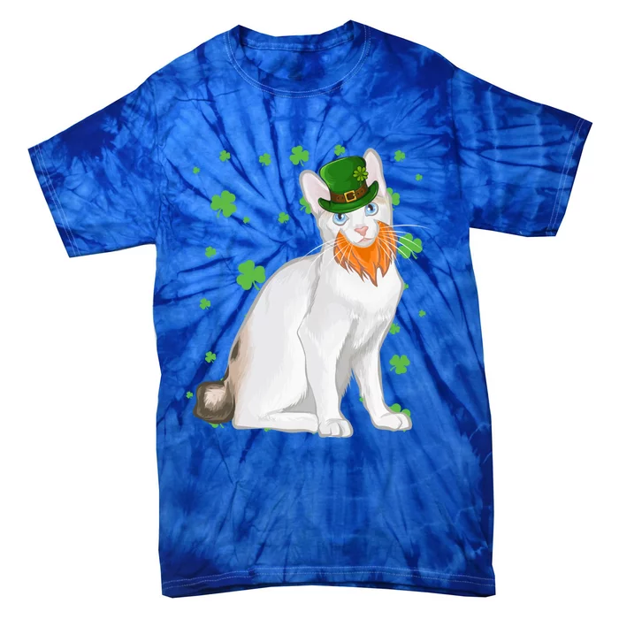 St Patricks Day Japanese Bobtail Cat Shamrock Gift Tie-Dye T-Shirt