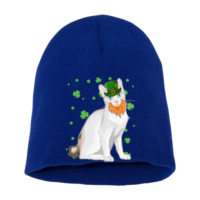 St Patricks Day Japanese Bobtail Cat Shamrock Gift Short Acrylic Beanie