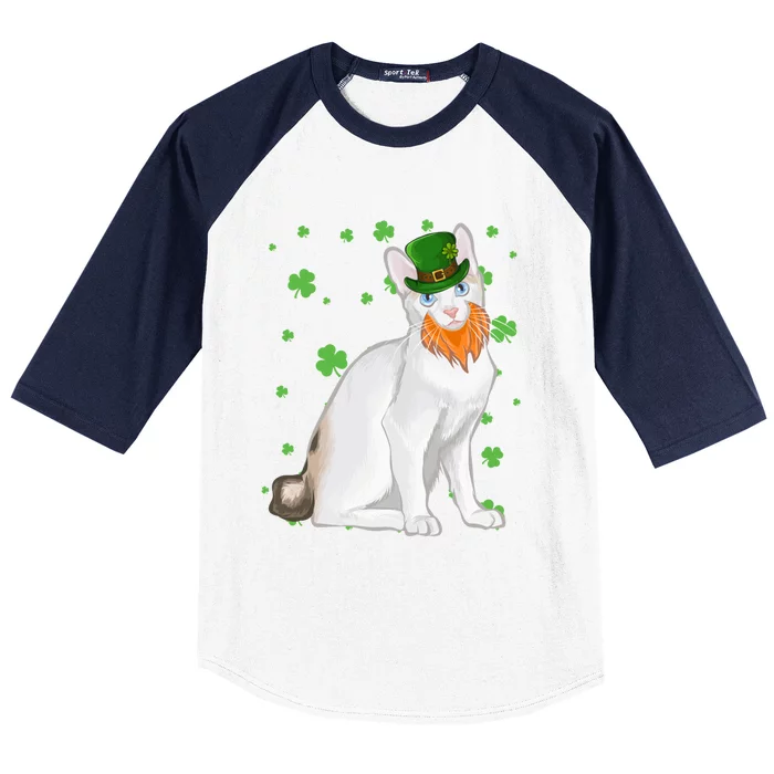 St Patricks Day Japanese Bobtail Cat Shamrock Gift Baseball Sleeve Shirt