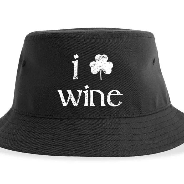 St Patricks Day Wine Women I Love Wine Lover Shamrock Sustainable Bucket Hat