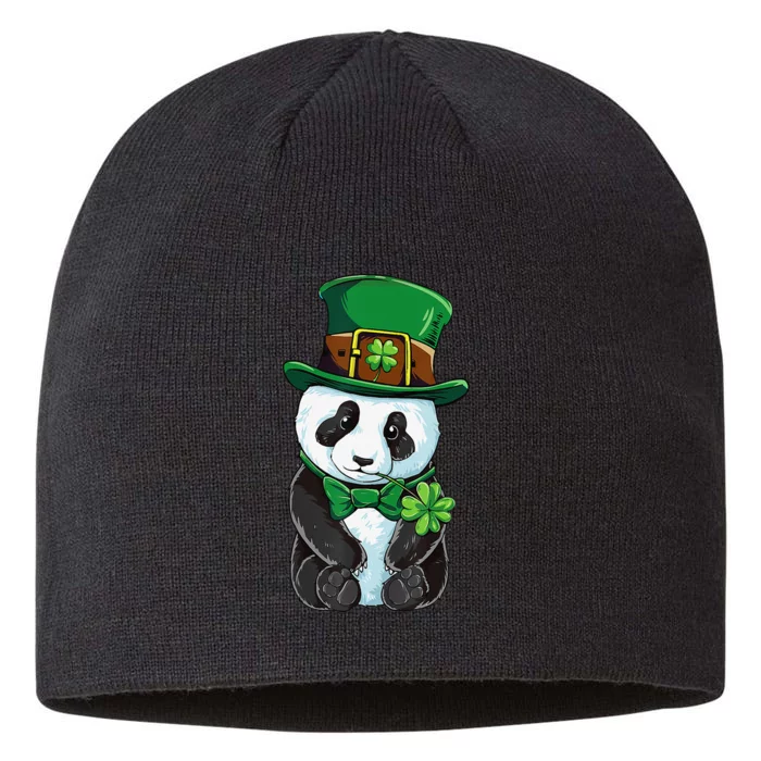 St Patricks Day Leprechaun Panda Cute Irish Shamrock 8 1/2in Sustainable Knit Beanie