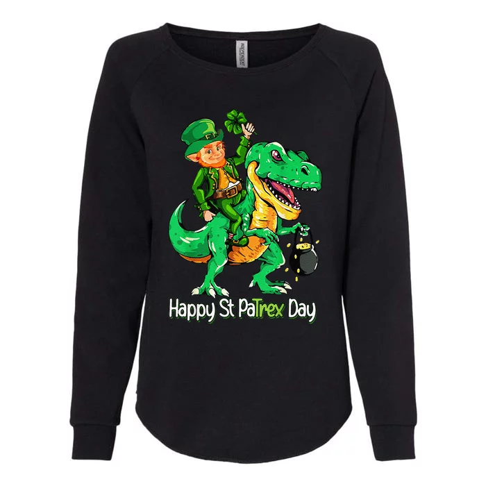 St Patricks Day Leprechaun Riding Dinosaur Gift Womens California Wash Sweatshirt