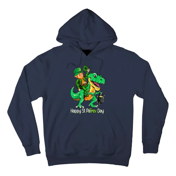 St Patricks Day Leprechaun Riding Dinosaur Gift Hoodie