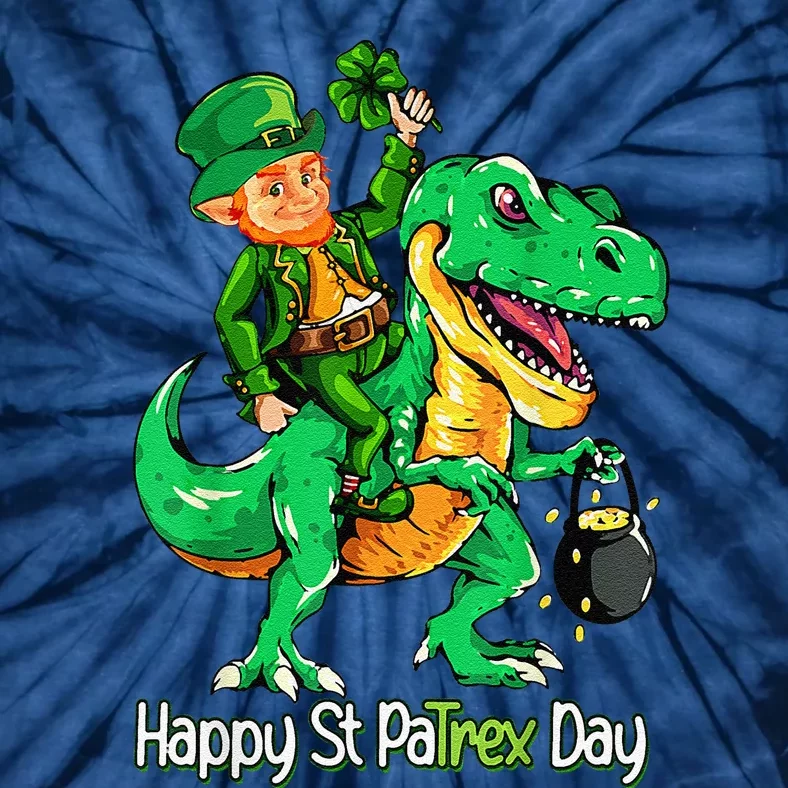 St Patricks Day Leprechaun Riding Dinosaur Gift Tie-Dye T-Shirt