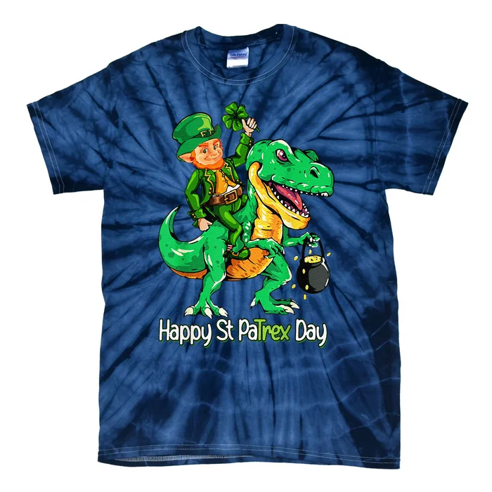 St Patricks Day Leprechaun Riding Dinosaur Gift Tie-Dye T-Shirt