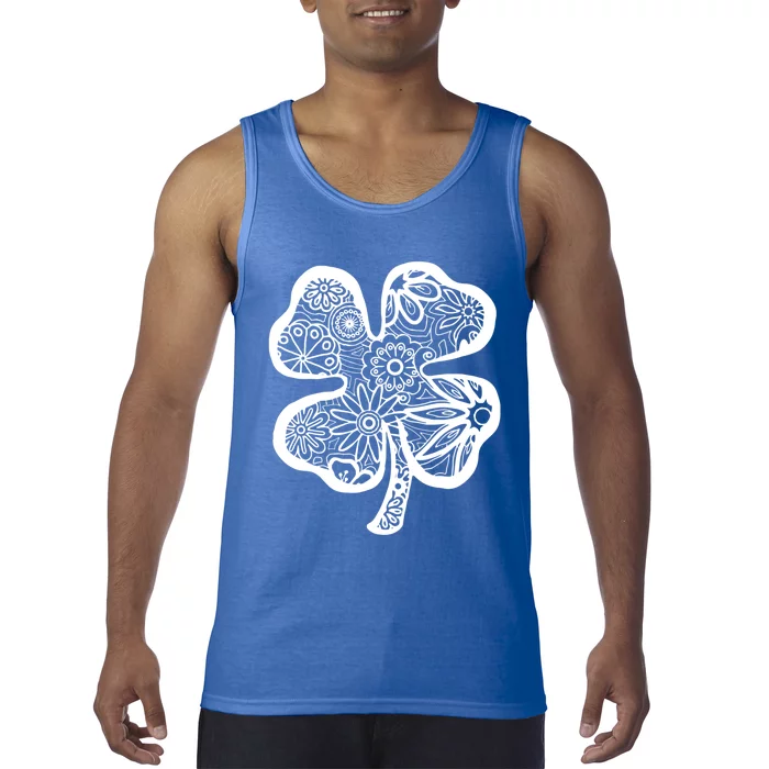 St Patrick's Day Luck Of The Irish Shamrock Funny Gift Line Drawing Cool Gift Tank Top