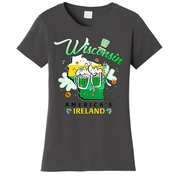 St Patricks Day Wisconsin Americas Ireland Irish Beer Lover Gift Women's T-Shirt