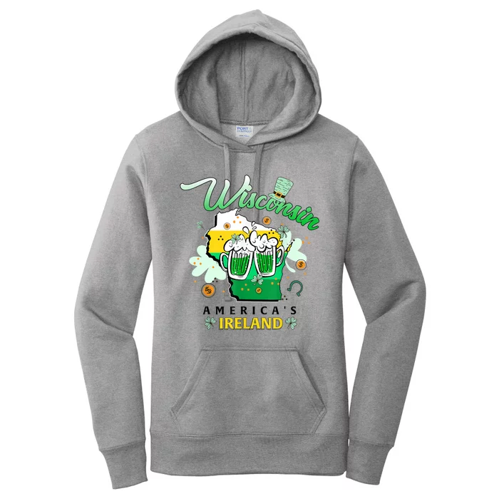 St Patricks Day Wisconsin Americas Ireland Irish Beer Lover Gift Women's Pullover Hoodie