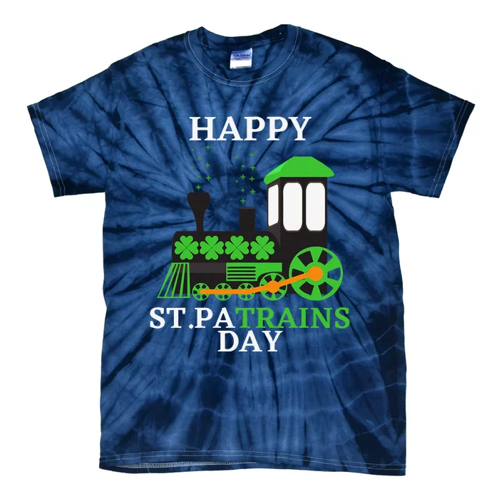 St Patricks Day For Shamrock Train Transportation Tie-Dye T-Shirt