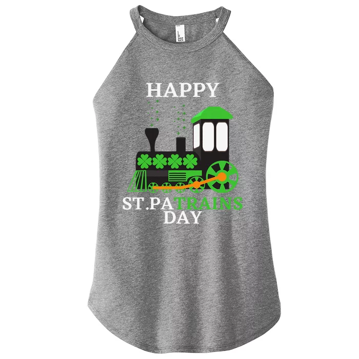 St Patricks Day For Shamrock Train Transportation Women’s Perfect Tri Rocker Tank