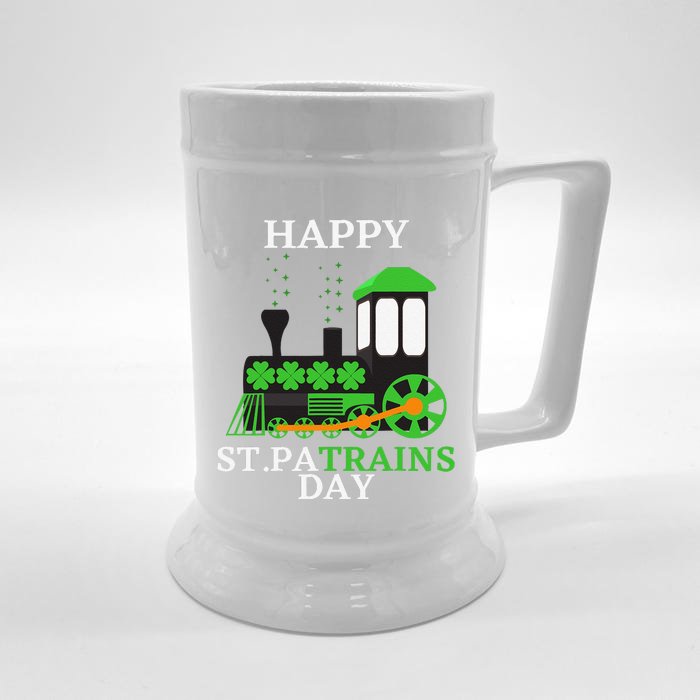 St Patricks Day For Shamrock Train Transportation Front & Back Beer Stein