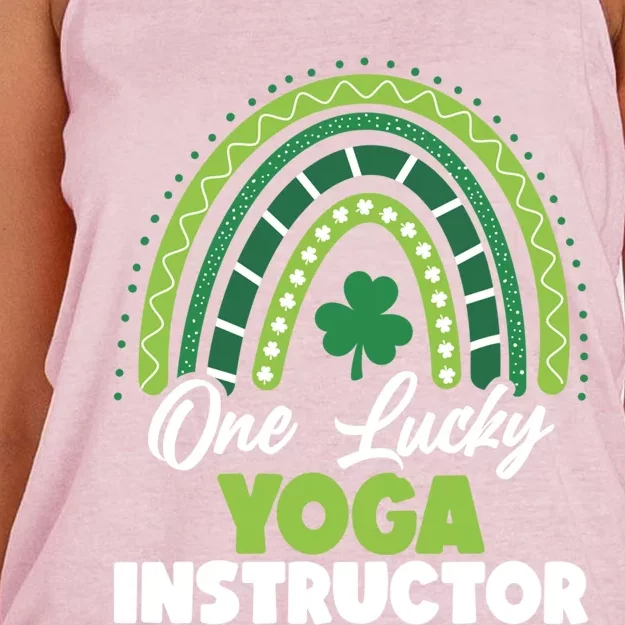 St Patricks Day One Lucky Yoga Instructor Meaningful Gift Women's Knotted Racerback Tank