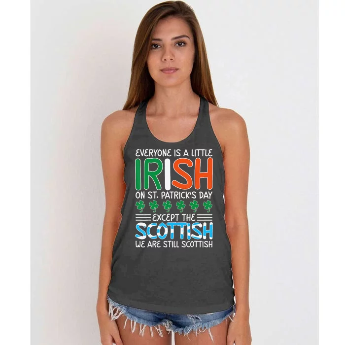 St Patrick's Day Irish Flag Scottish Shamrock Funny Joke Women's Knotted Racerback Tank