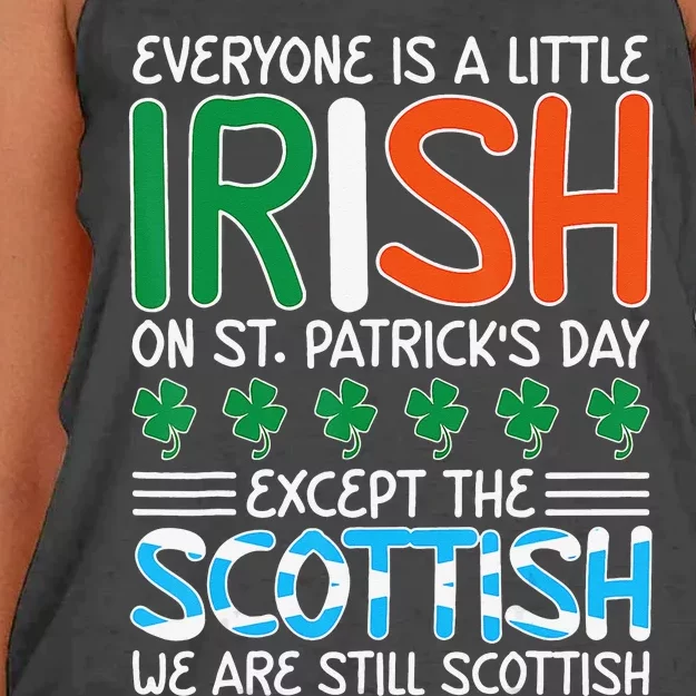 St Patrick's Day Irish Flag Scottish Shamrock Funny Joke Women's Knotted Racerback Tank