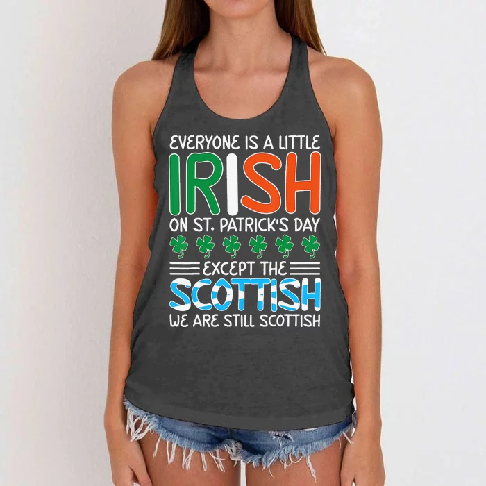 St Patrick's Day Irish Flag Scottish Shamrock Funny Joke Women's Knotted Racerback Tank