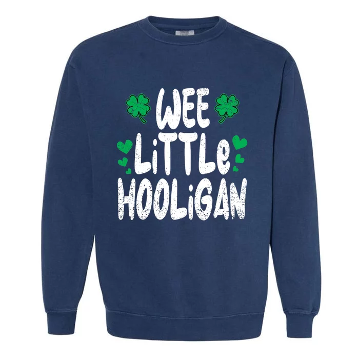 St Patricks Day Boy Girl Toddlers Wee Little Hooligan Garment-Dyed Sweatshirt