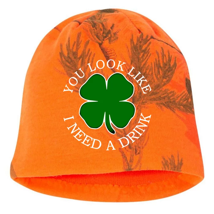 St Patricks Day You Look Like I Need A Beer Shamrock Gift Kati - Camo Knit Beanie