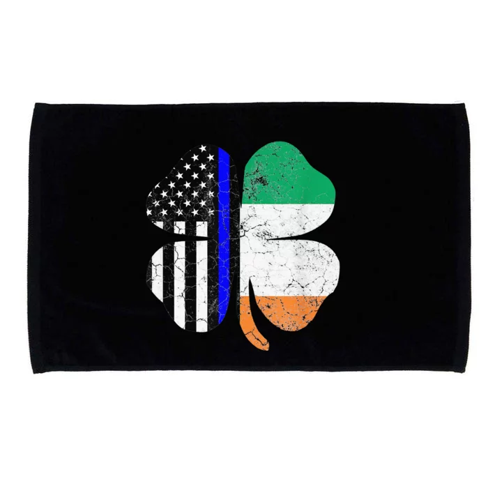 St Patricks Day Thin Blue Line American Irish Flag Police Microfiber Hand Towel