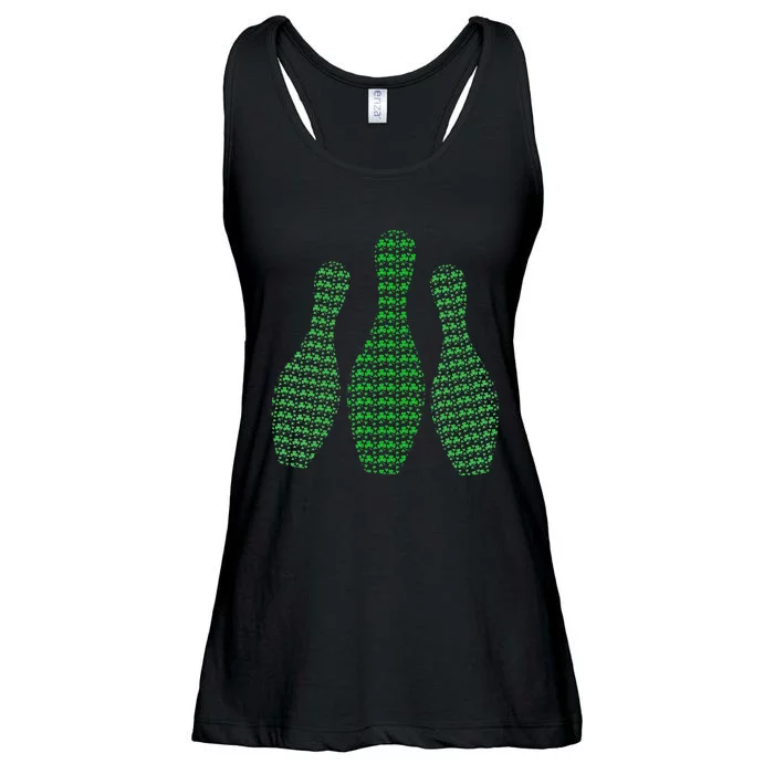 St Patrick's Day Shamrocks Bowling Irish Outfit Ladies Essential Flowy Tank