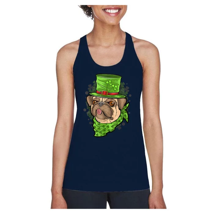 St Patrick's Day Pug Puppy Dog Women's Racerback Tank