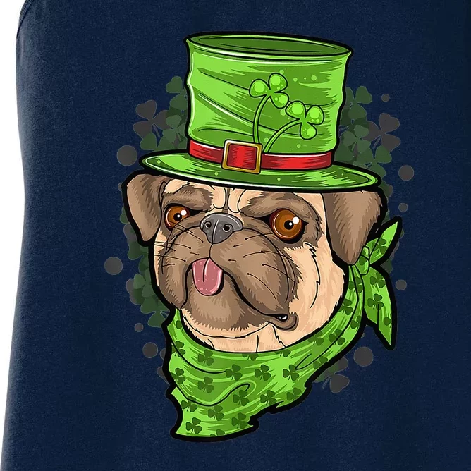 St Patrick's Day Pug Puppy Dog Women's Racerback Tank