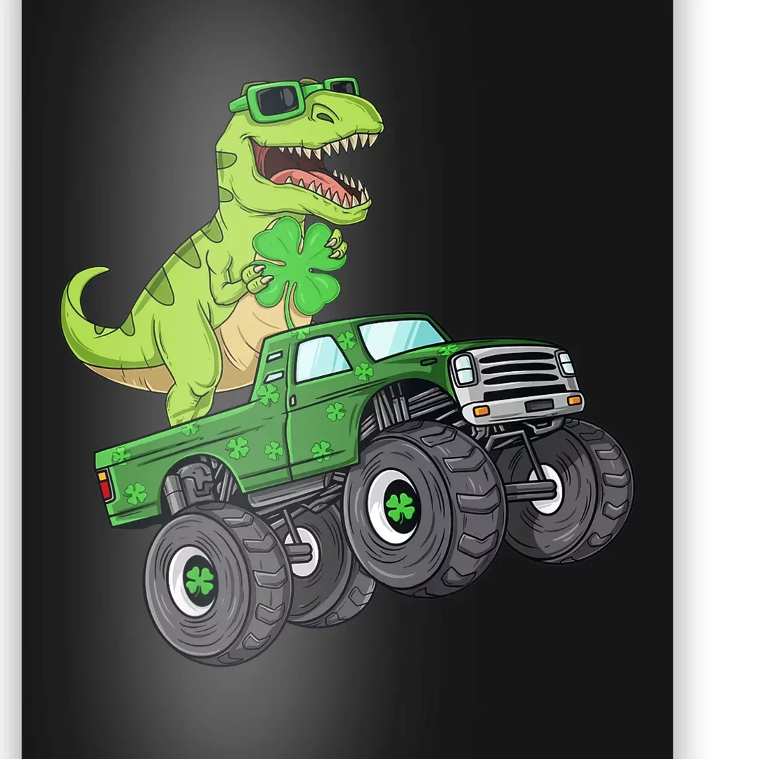 St Patricks Day T Rex Riding Monster Truck Dino Poster