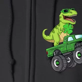 St Patricks Day T Rex Riding Monster Truck Dino Full Zip Hoodie