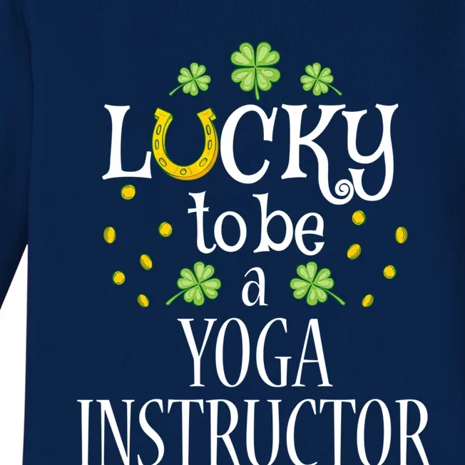 St Patricks Day Lucky To Be A Yoga Instructor Gift Baby Long Sleeve Bodysuit