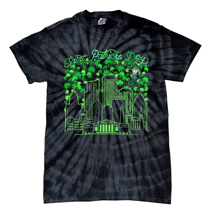 Saint Patrick's Day City Graphic Cool Design Matching Family Tie-Dye T-Shirt