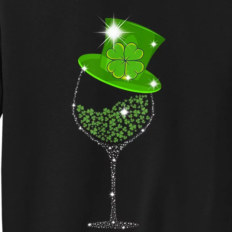 St Patrick's Day Shamrock Wine Glass For Women Men Sweatshirt