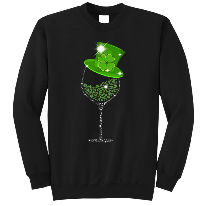 St Patrick's Day Shamrock Wine Glass For Women Men Sweatshirt