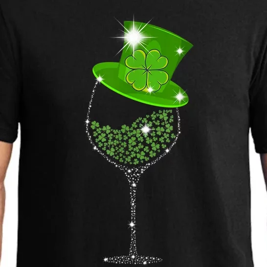 St Patrick's Day Shamrock Wine Glass For Women Men Pajama Set