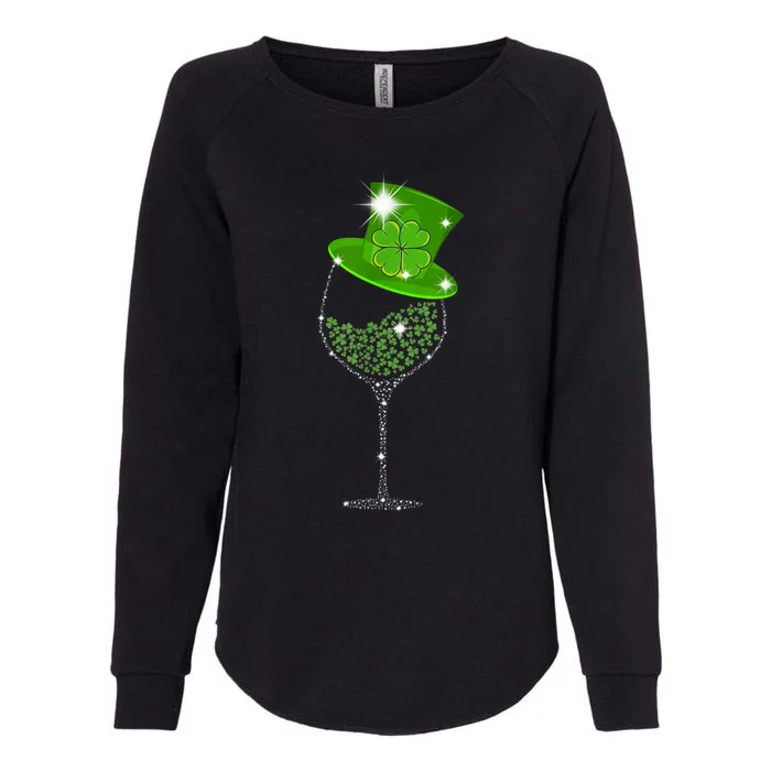 St Patrick's Day Shamrock Wine Glass For Women Men Womens California Wash Sweatshirt