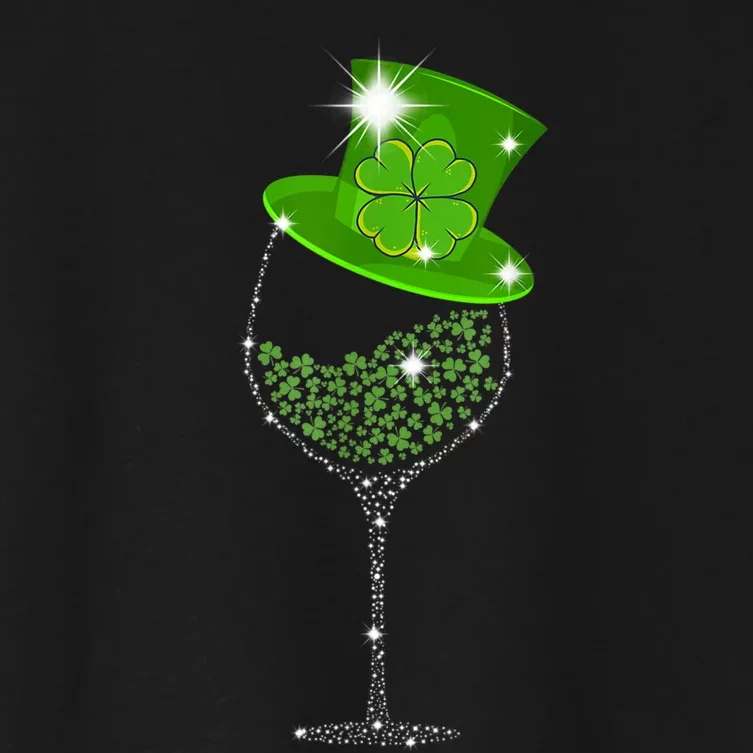 St Patrick's Day Shamrock Wine Glass For Women Men Women's Crop Top Tee