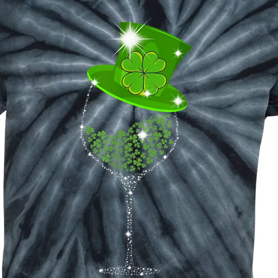 St Patrick's Day Shamrock Wine Glass For Women Men Kids Tie-Dye T-Shirt