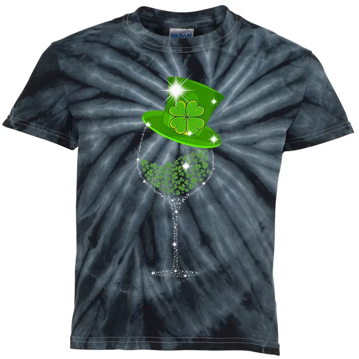 St Patrick's Day Shamrock Wine Glass For Women Men Kids Tie-Dye T-Shirt