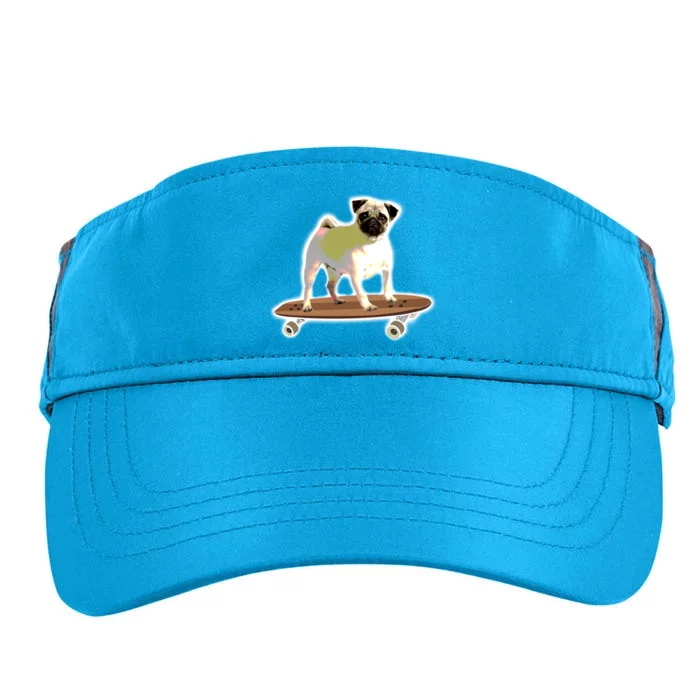 Skateboarding Pug Dog Riding Skateboard Skater Gift Adult Drive Performance Visor