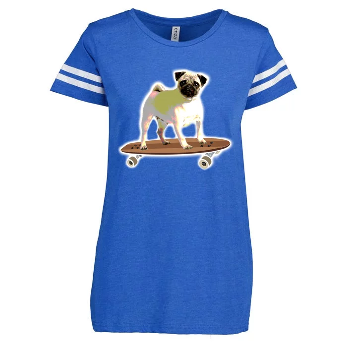 Skateboarding Pug Dog Riding Skateboard Skater Gift Enza Ladies Jersey Football T-Shirt