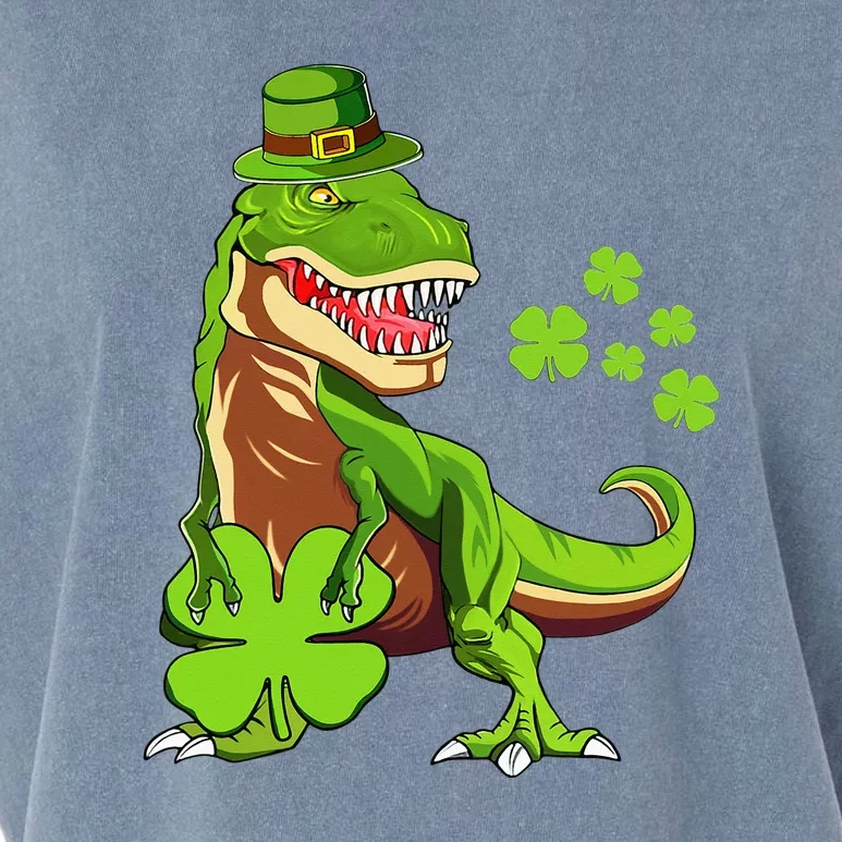 St Patricks Day Dinosaur Shamrock Leprechaun Hat Garment-Dyed Women's Muscle Tee