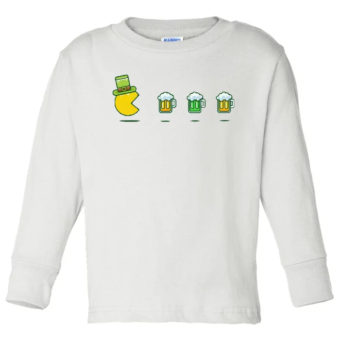 St Patricks Day Funny Drinking Beer Toddler Long Sleeve Shirt